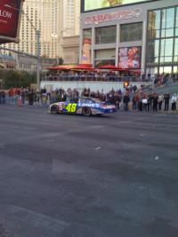 Jimmie Johnson (Sammys favorite driver) driving by the Cabo Wabo Cantina, Las Vegas
